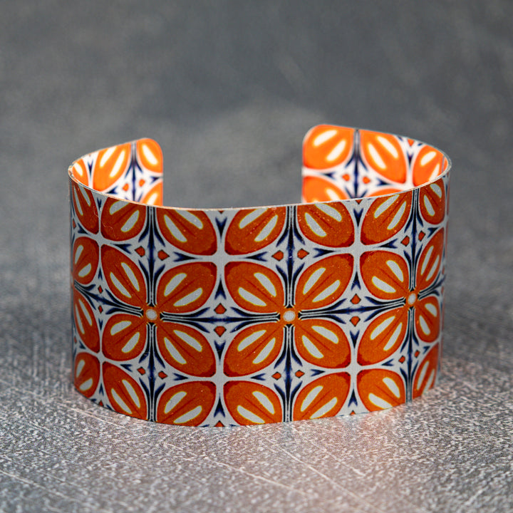 SALE - Orange Fox Flower Cuff Bangle
