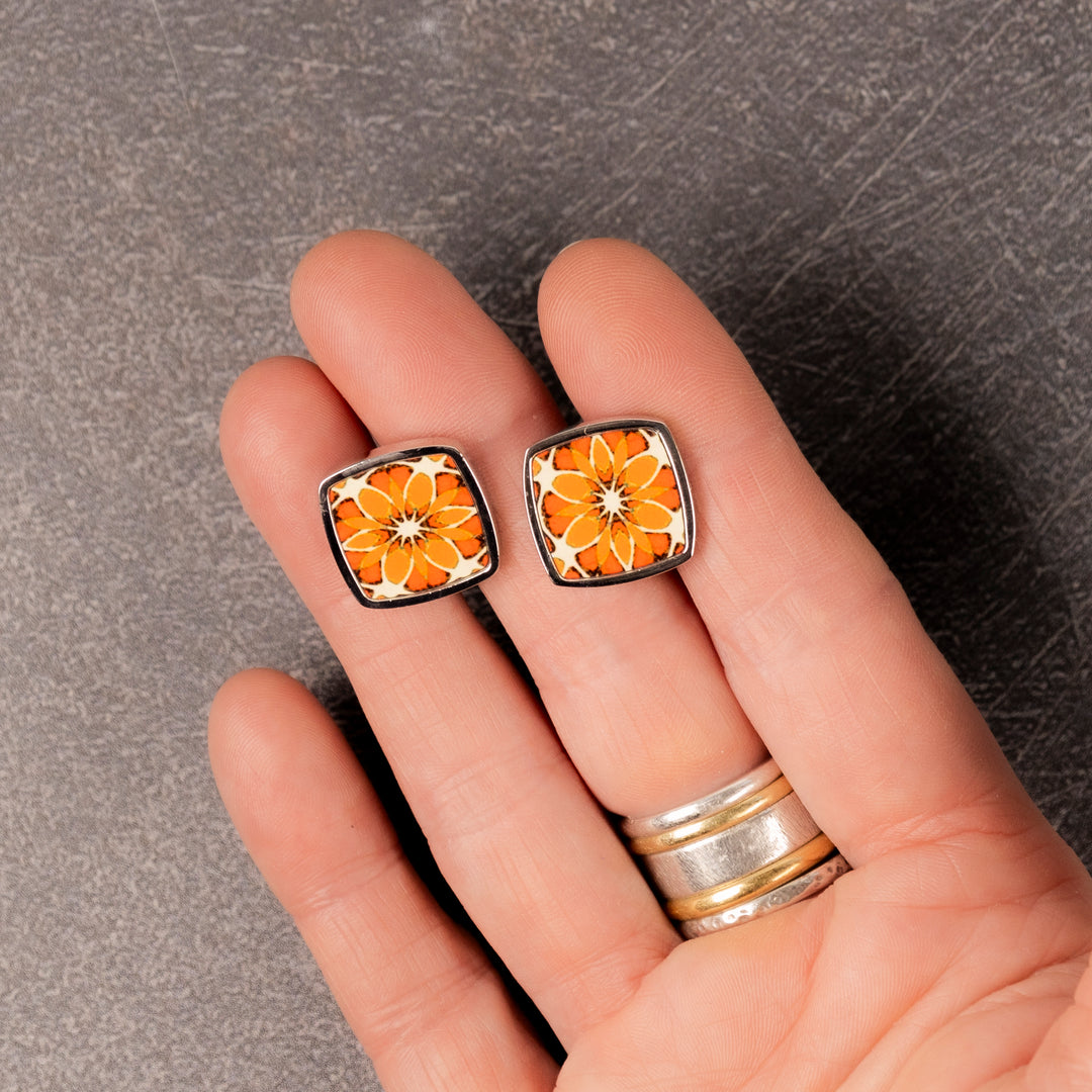 Moroccan Flower Millefiori Inlay Cufflink Pair
