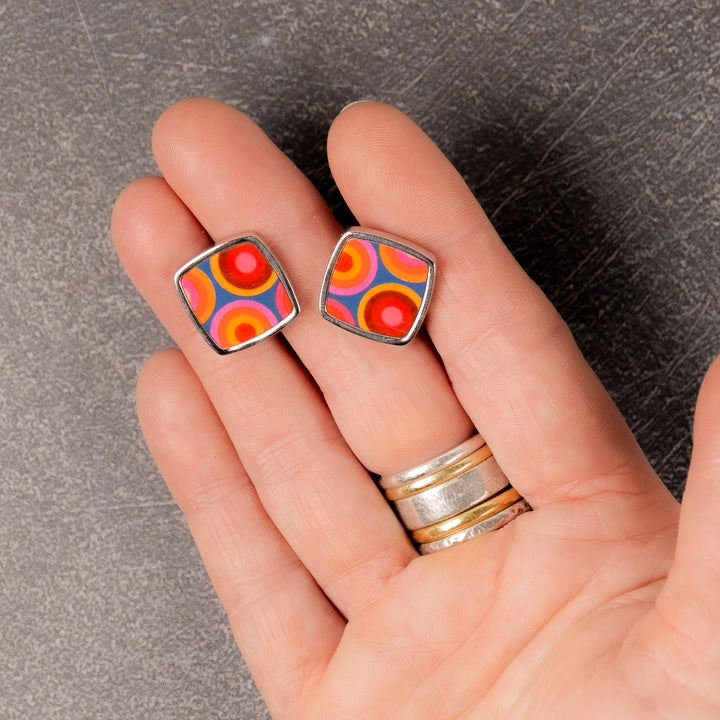Volcanic Circles Millefiori Inlay Cufflink Pair