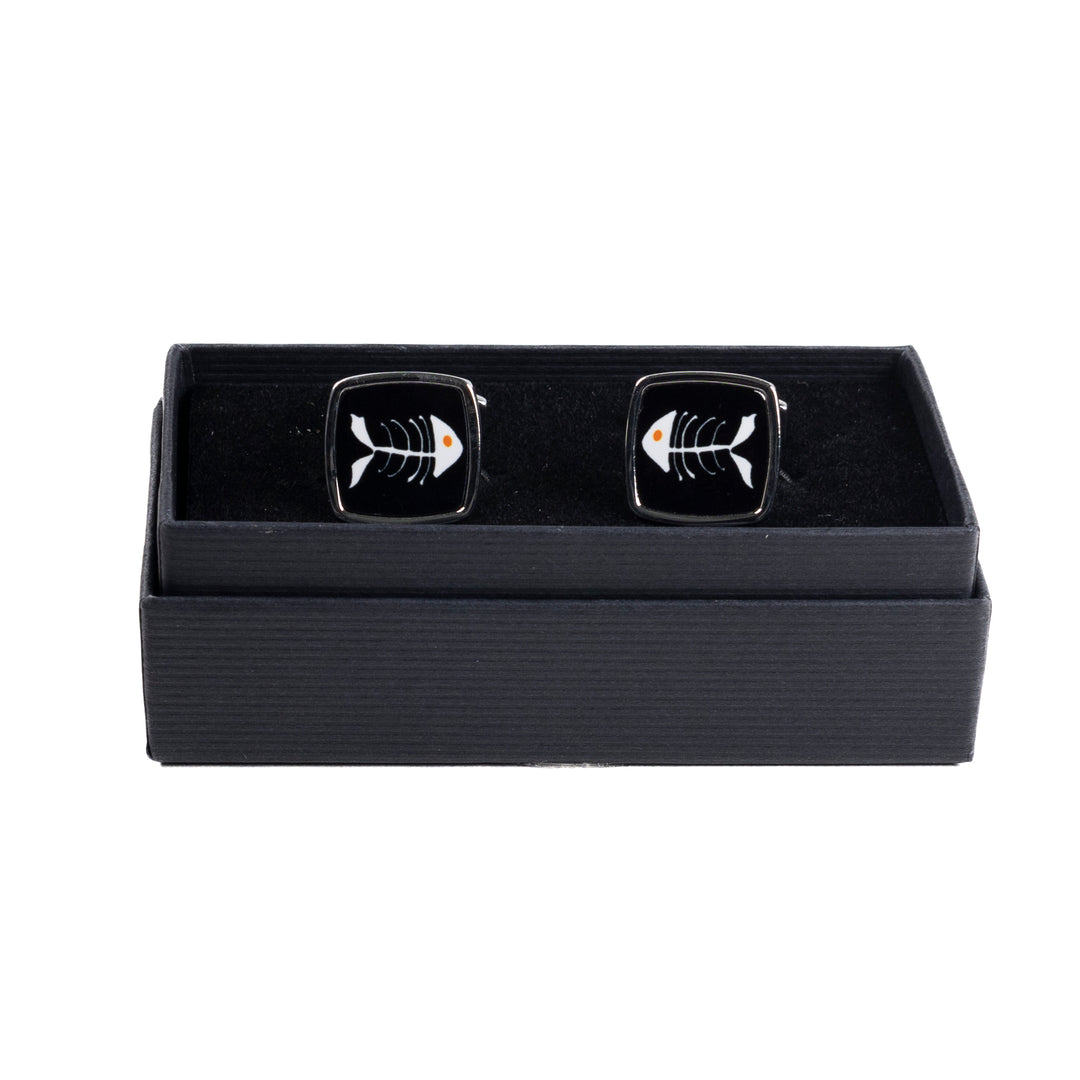 Black Bonefish Millefiori Inlay Cufflink Pair