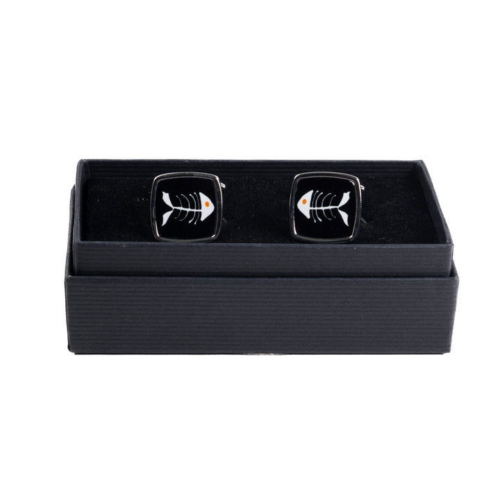 Black Bonefish Millefiori Inlay Cufflink Pair