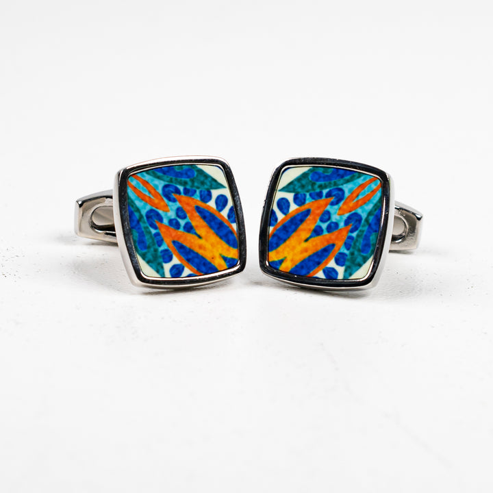 Thistle 2 Millefiori Inlay Cufflink Pair
