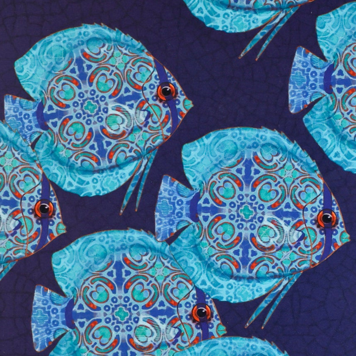 Discus Fish Navy/Turquoise Large Pet Food Mat