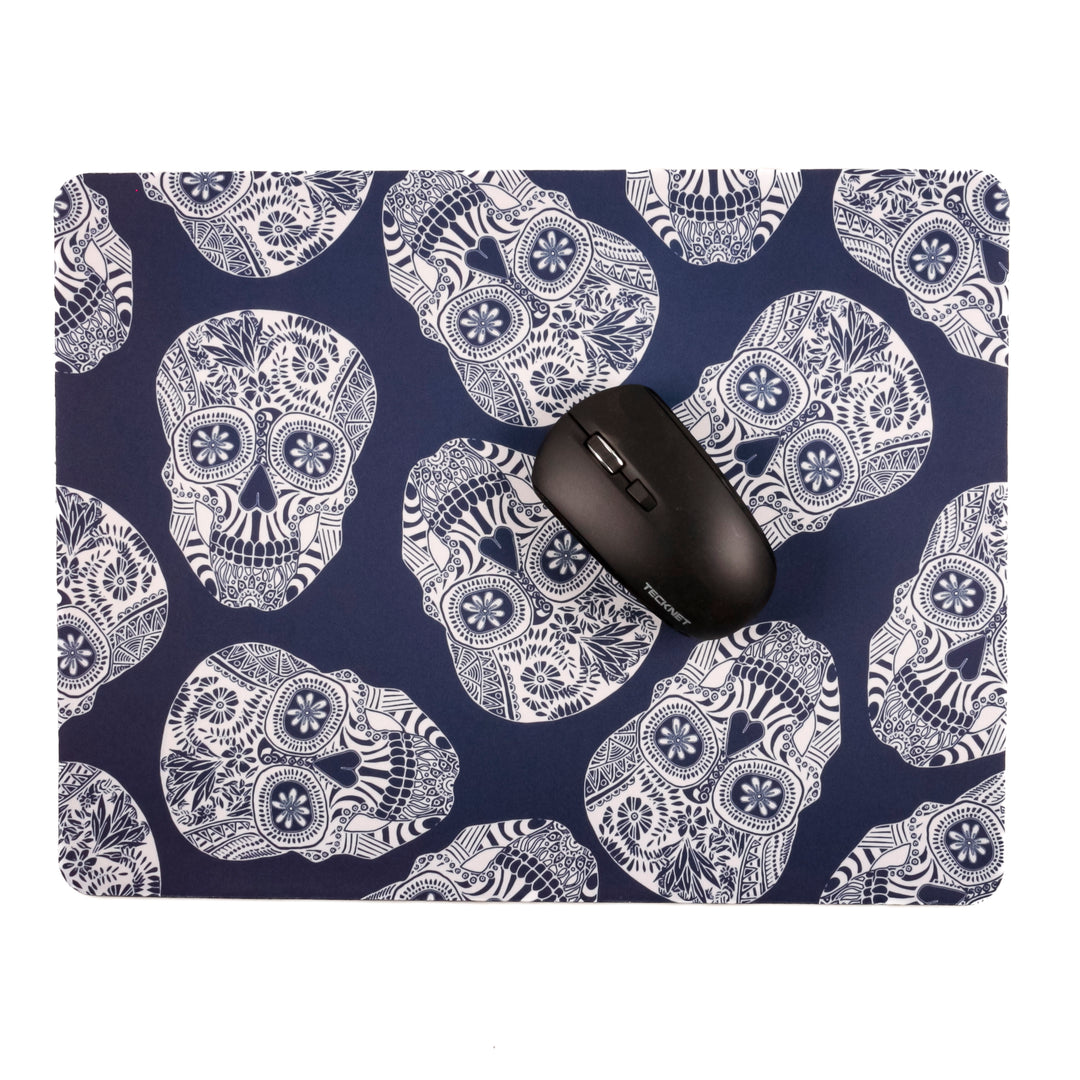 SALE | Illustrated Skulls Pet Mat / Mouse mat - blue and white