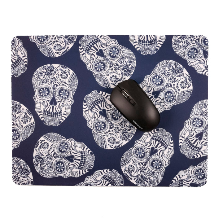 SALE | Illustrated Skulls Pet Mat / Mouse mat - blue and white
