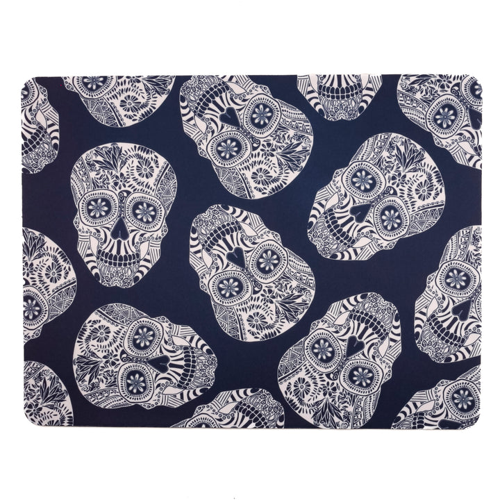 SALE | Illustrated Skulls Pet Mat / Mouse mat - blue and white