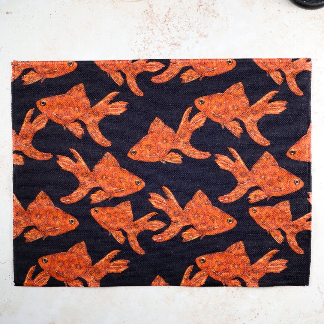Goldfish on Black -  Fabric Placemat