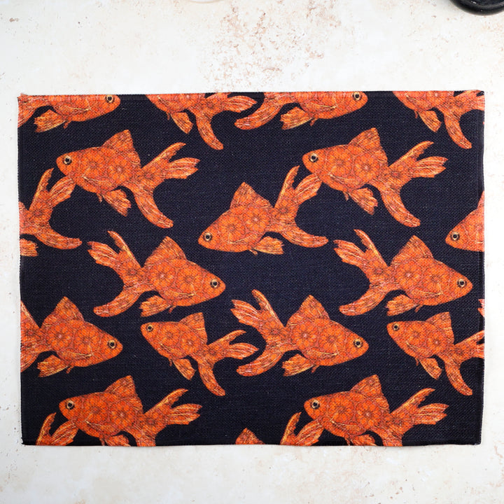 Goldfish on Black -  Fabric Placemat
