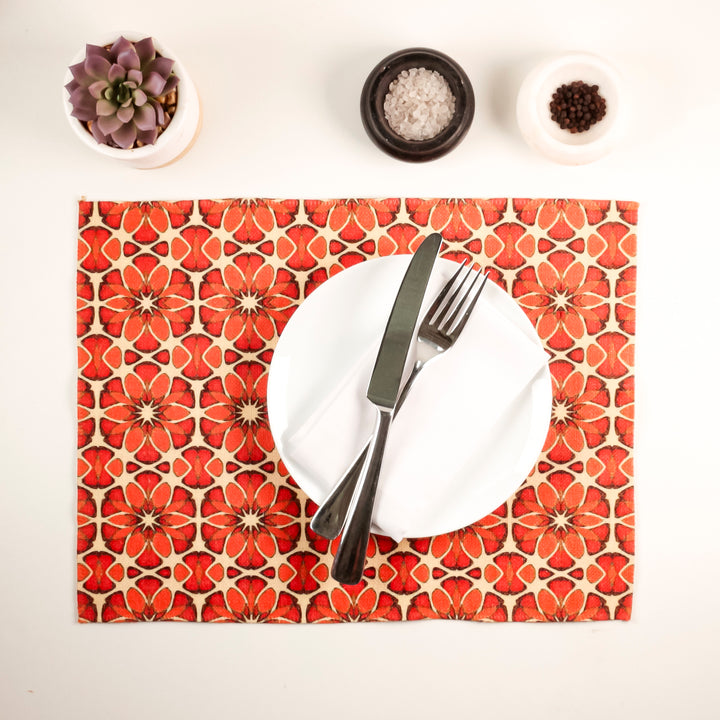 SALE : Moroccan Flower Placemats - Fabric -  Sale set of 2