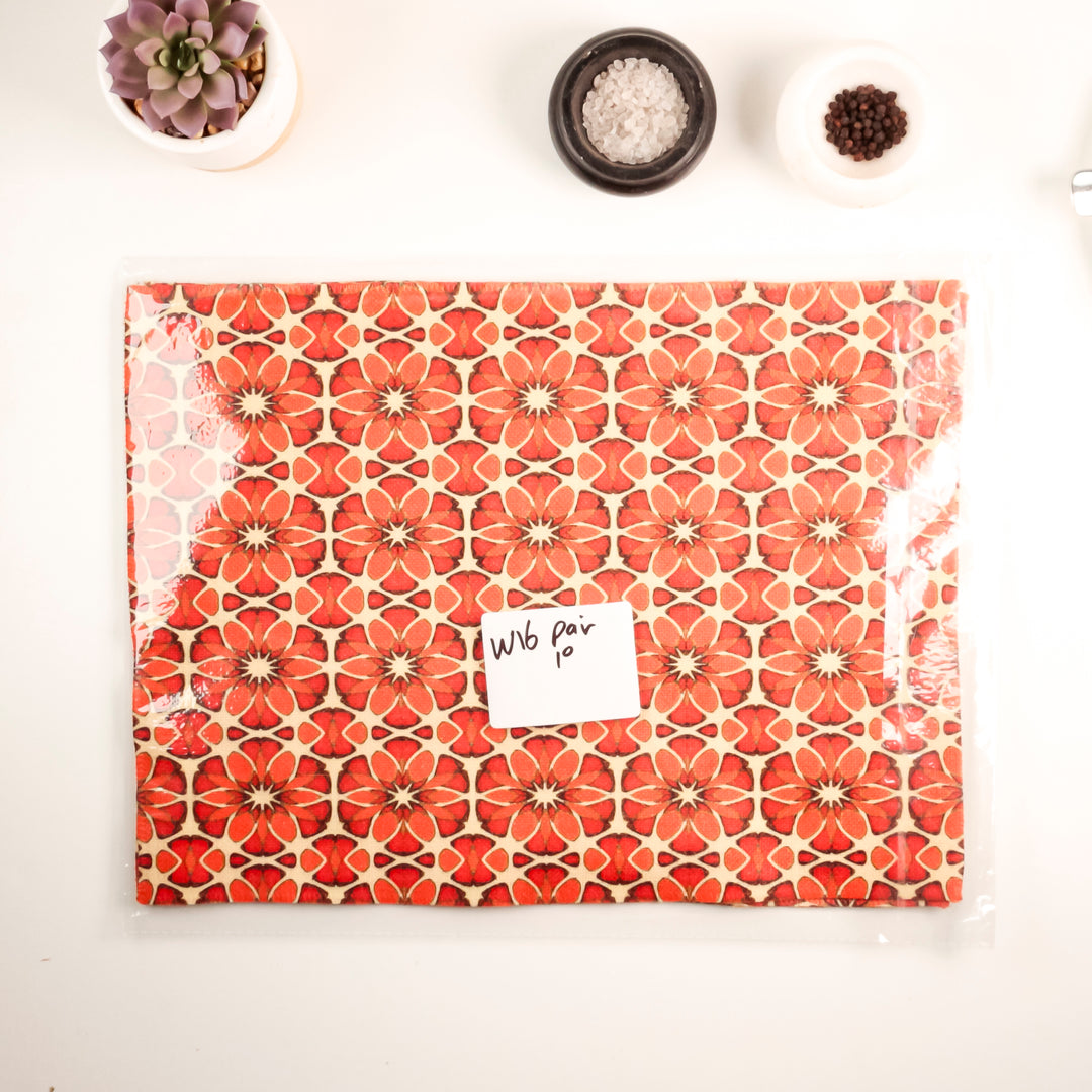 SALE : Moroccan Flower Placemats - Fabric -  Sale set of 2