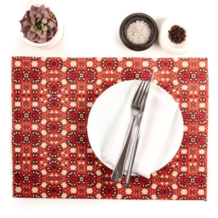 SALE : Red Orange Ochre Placemats - Sale set of 4
