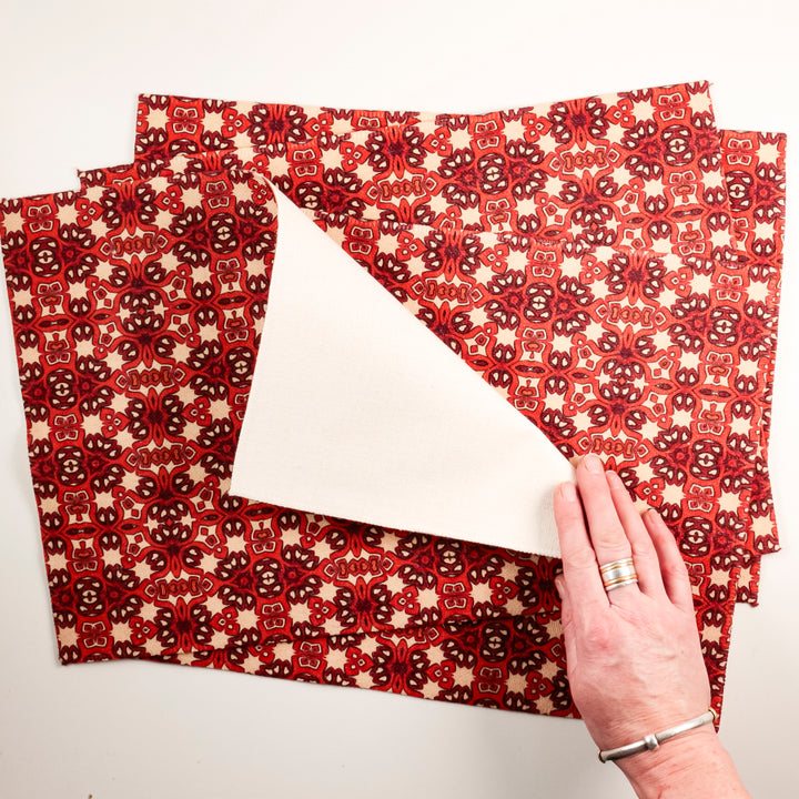 SALE : Red Orange Ochre Placemats - Sale set of 4