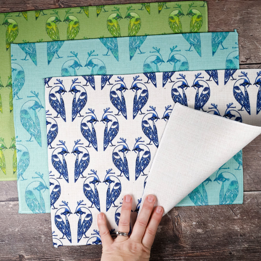 SALE - Set of 3x Lovebirds Fabric Placemats (Various designs)