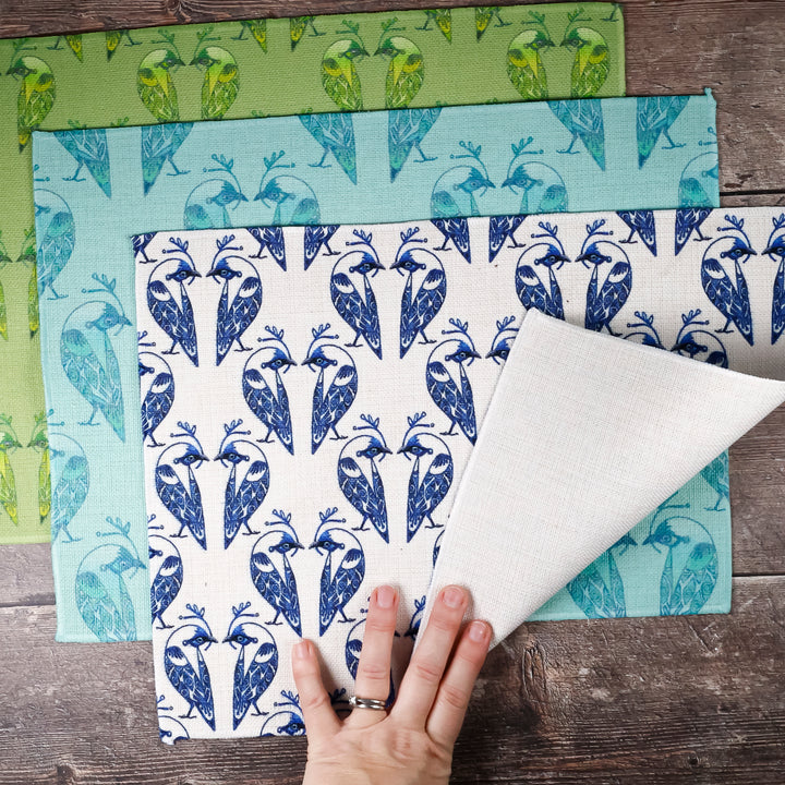 SALE - Set of 3x Lovebirds Fabric Placemats (Various designs)