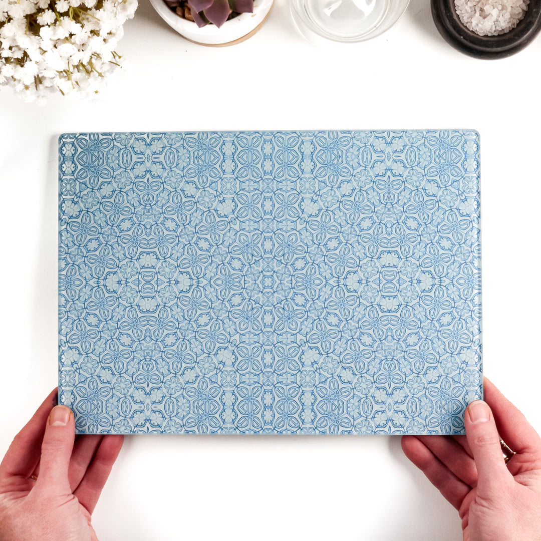 SALE - Blue Turkish Flower (Small) Worktop Saver - 20x28cm