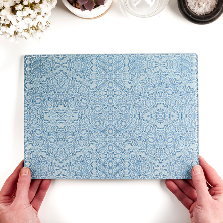SALE - Blue Turkish Flower (Small) Worktop Saver - 20x28cm