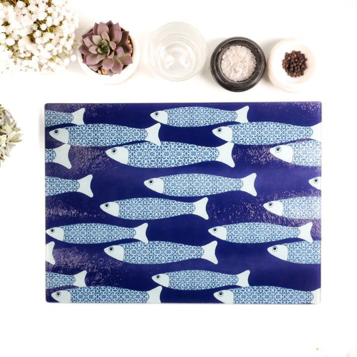 SALE : Navy Blue Ocean Shoal Worktop Saver - large 38x28cm