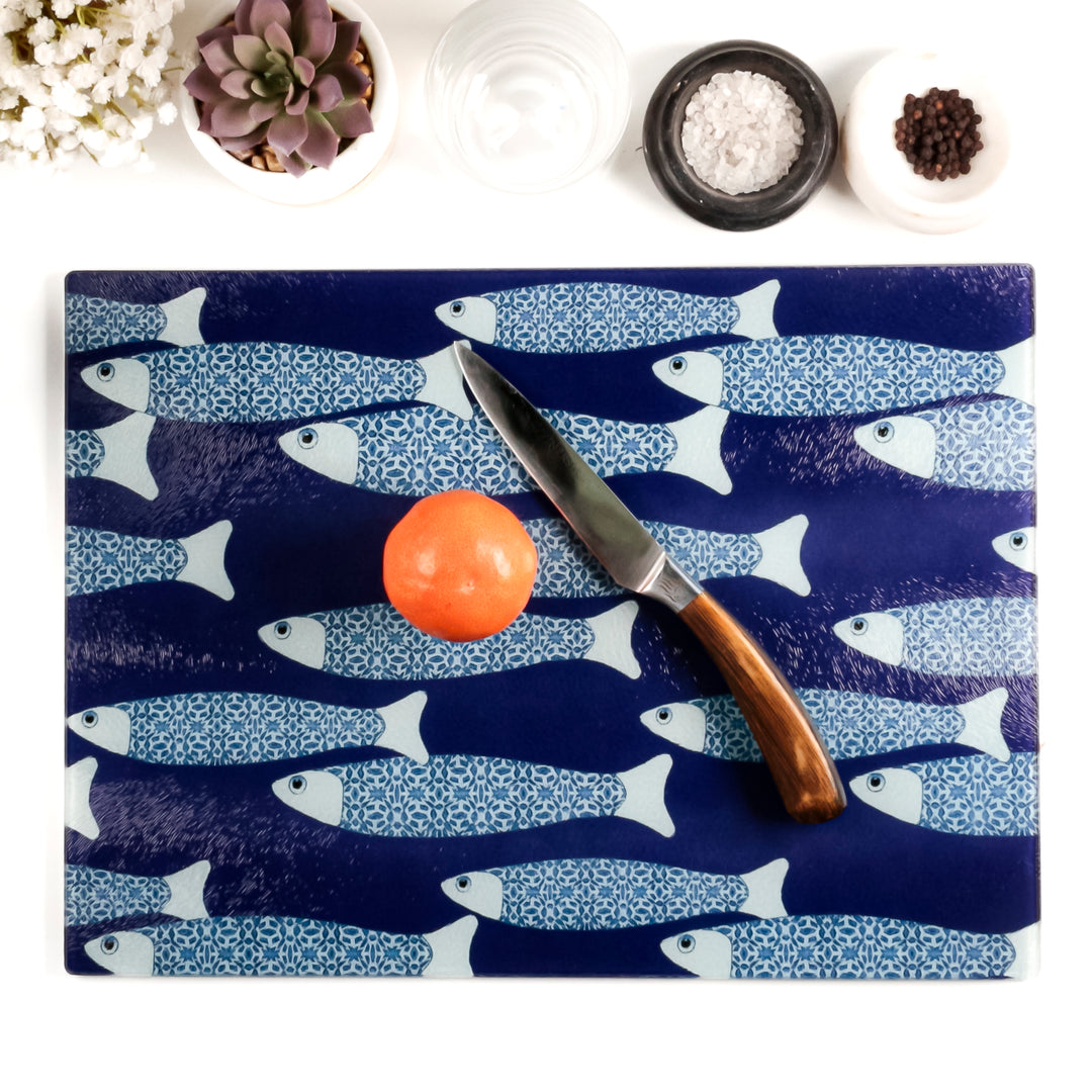 SALE : Navy Blue Ocean Shoal Worktop Saver - large 38x28cm