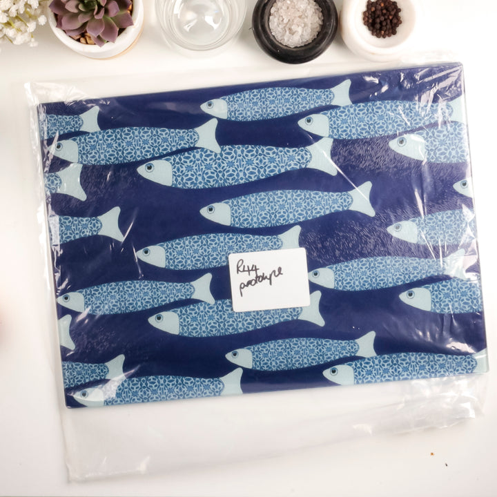 SALE : Navy Blue Ocean Shoal Worktop Saver - large 38x28cm