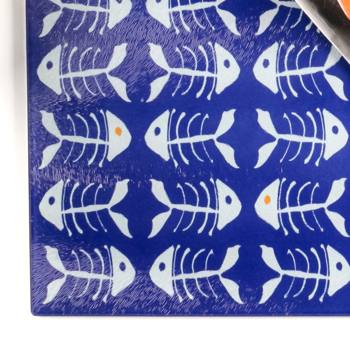SALE - Large Rectangular Bonefish on Bright Navy - Chopping Board
