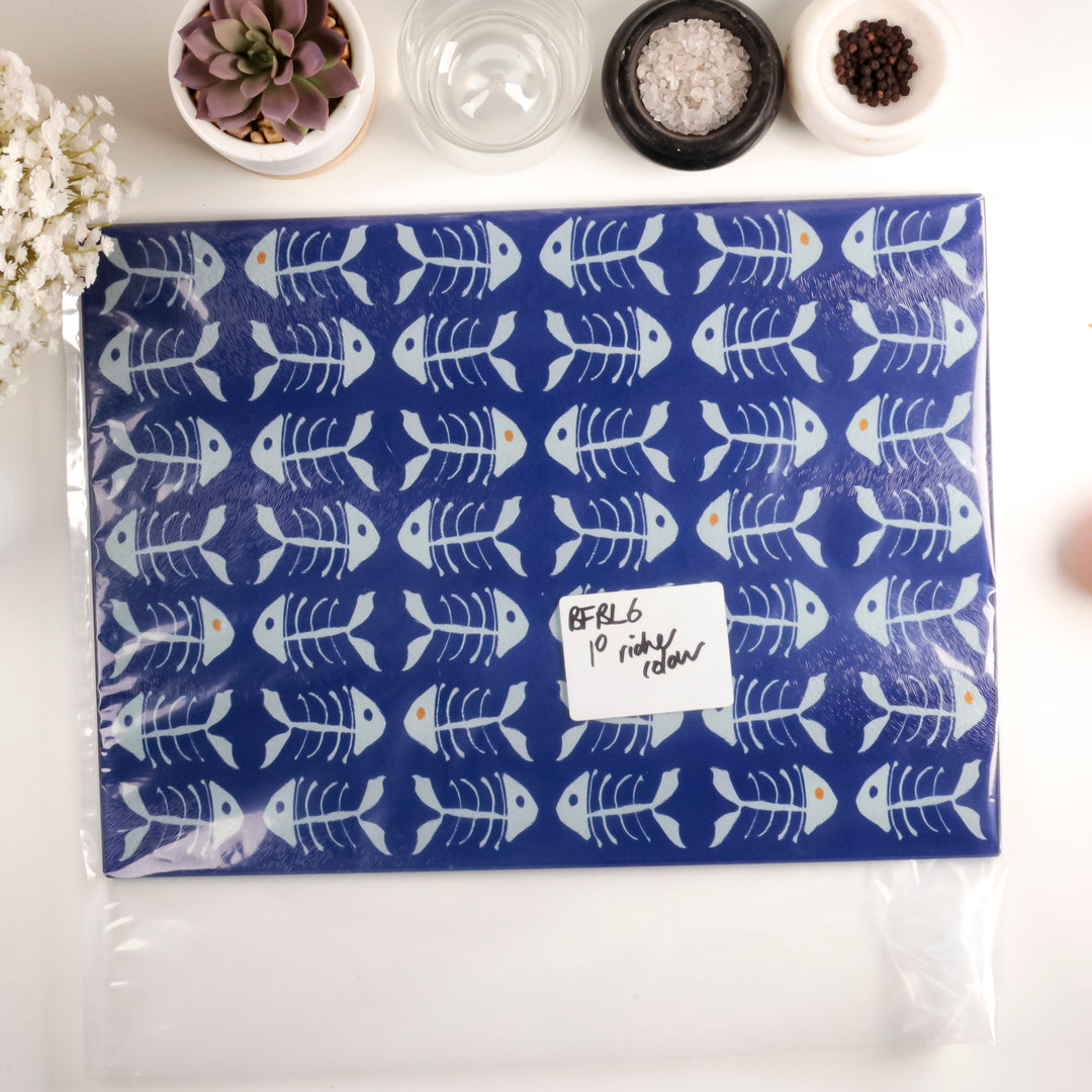 SALE - Large Rectangular Bonefish on Bright Navy - Chopping Board