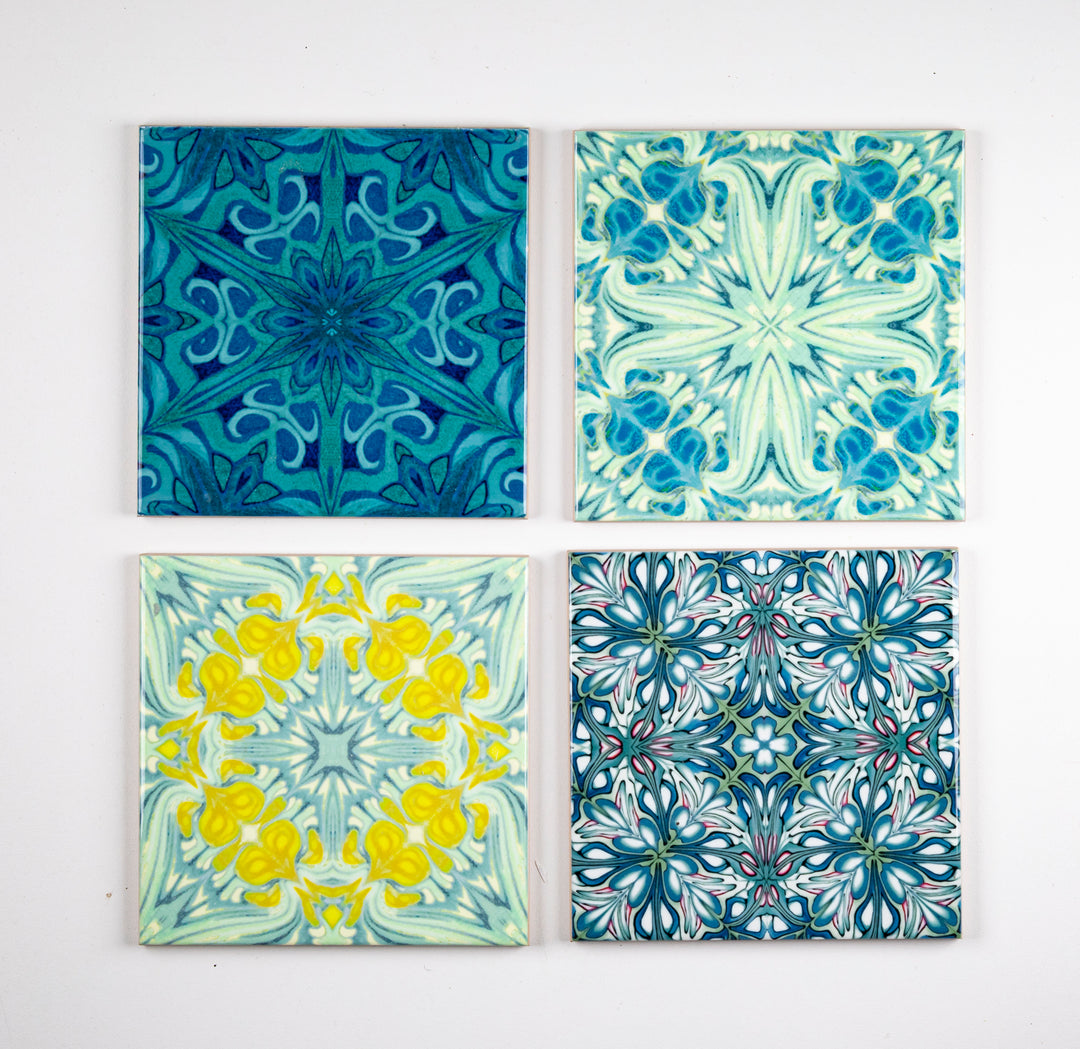 SALE SET of 4x 10.8cm Mixed Design tiles