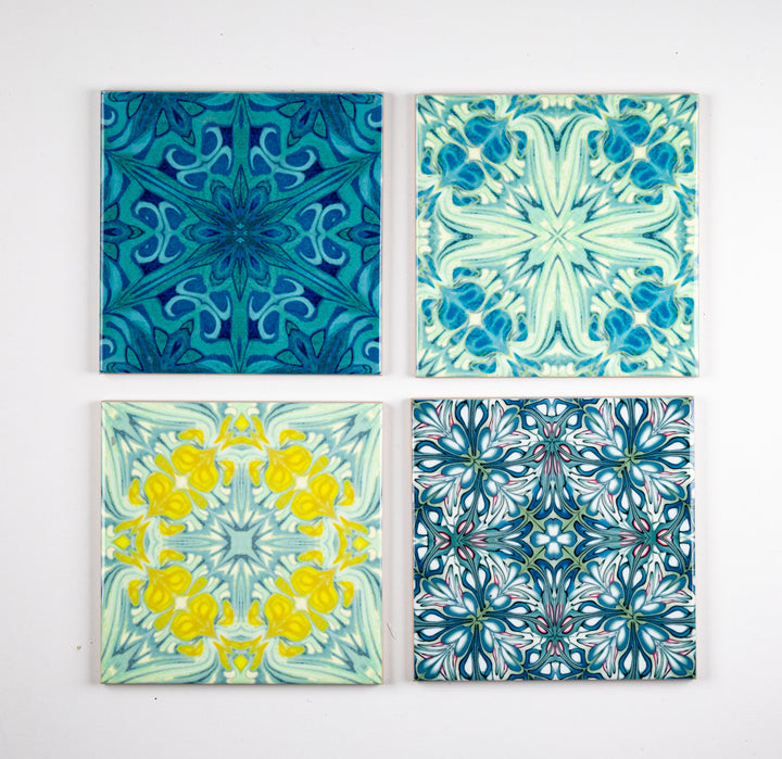 SALE SET of 4x 10.8cm Mixed Design tiles