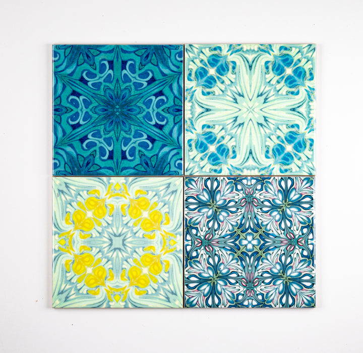 SALE SET of 4x 10.8cm Mixed Design tiles
