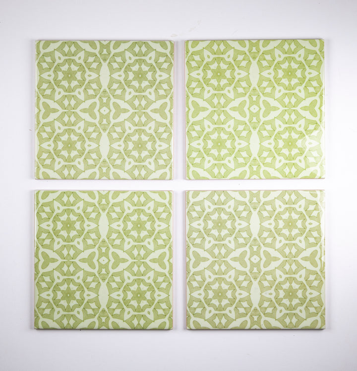SALE SECONDS SET of: 4x 15.2cm Green Stonework Tiles