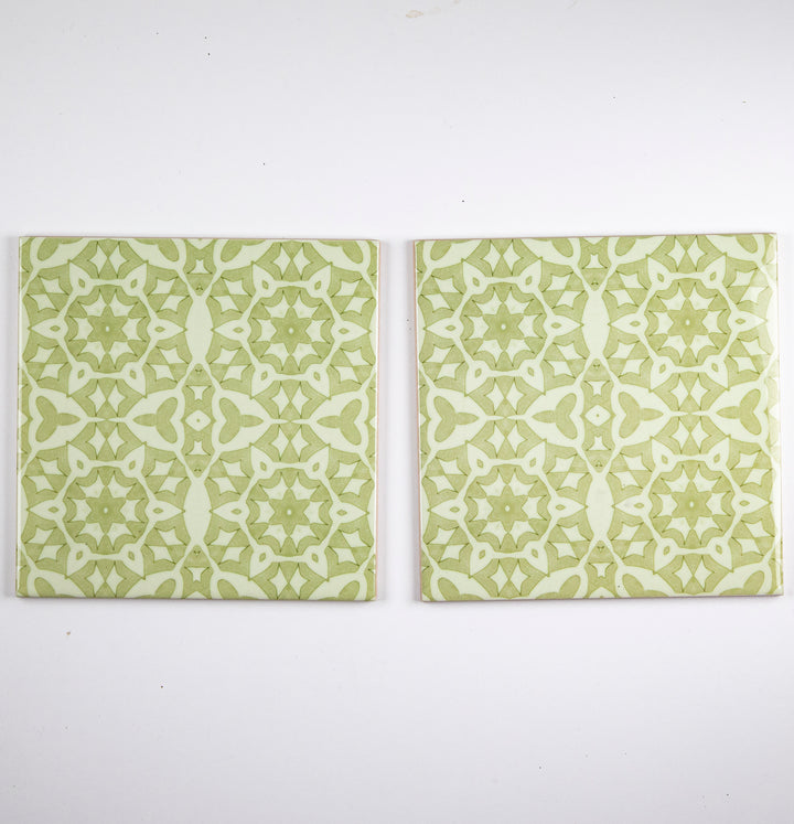 SALE SECONDS SET of: 4x 15.2cm Green Stonework Tiles
