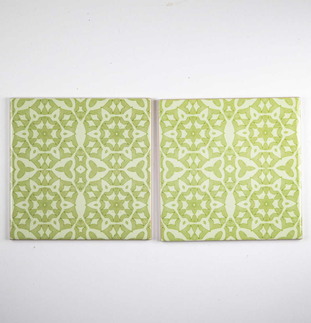 SALE SECONDS SET of: 4x 15.2cm Green Stonework Tiles
