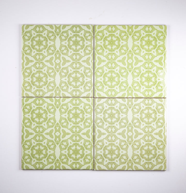 SALE SECONDS SET of: 4x 15.2cm Green Stonework Tiles