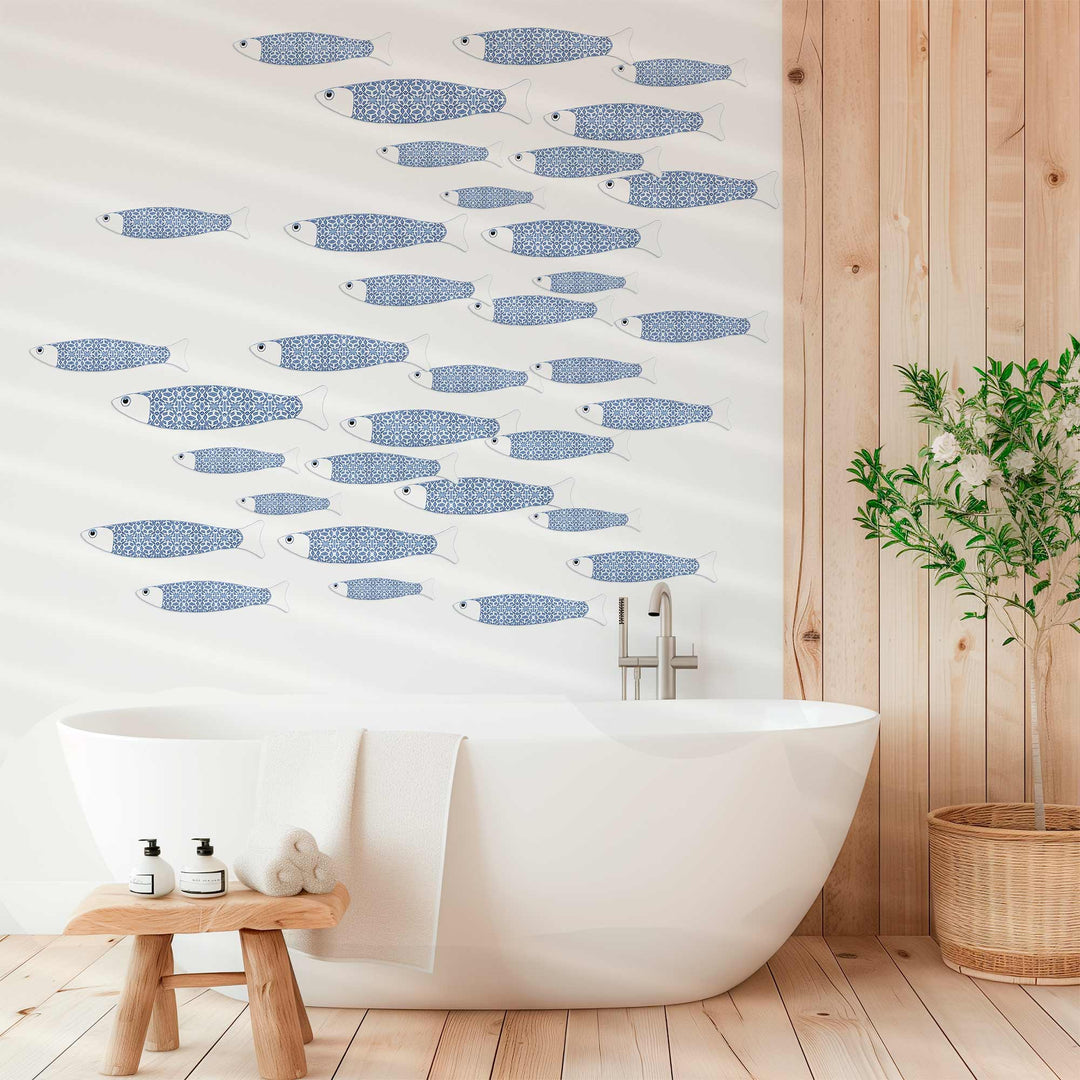 Ocean Shoal tile decals - Blue White