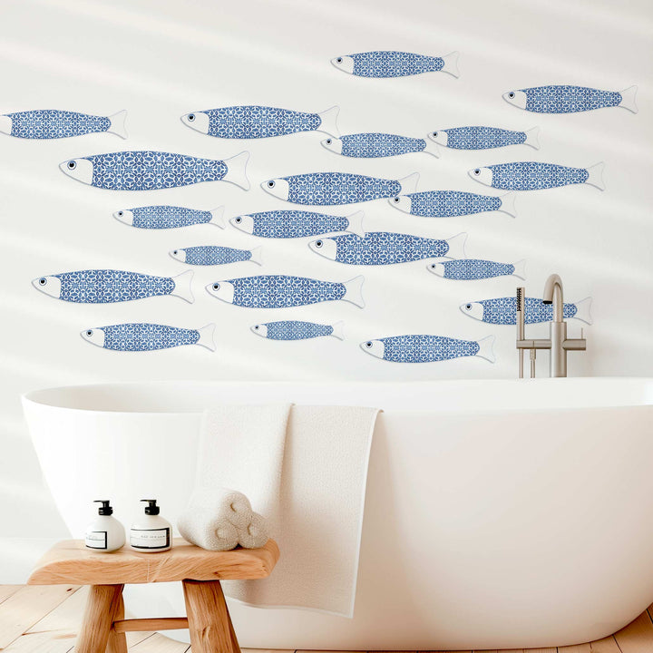 Ocean Shoal tile decals - Blue White