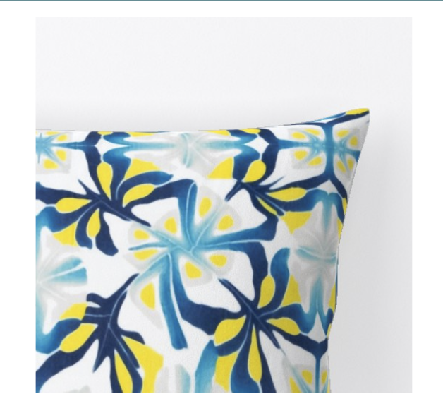 Navy Blue Yellow Modern Pattern Cushion - Performance Velvet