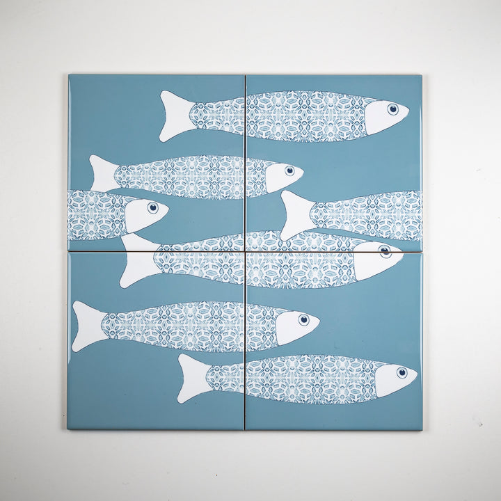 SALE - Set of 4 x 15.2 Grey Blue Ocean Shoal - Large scale