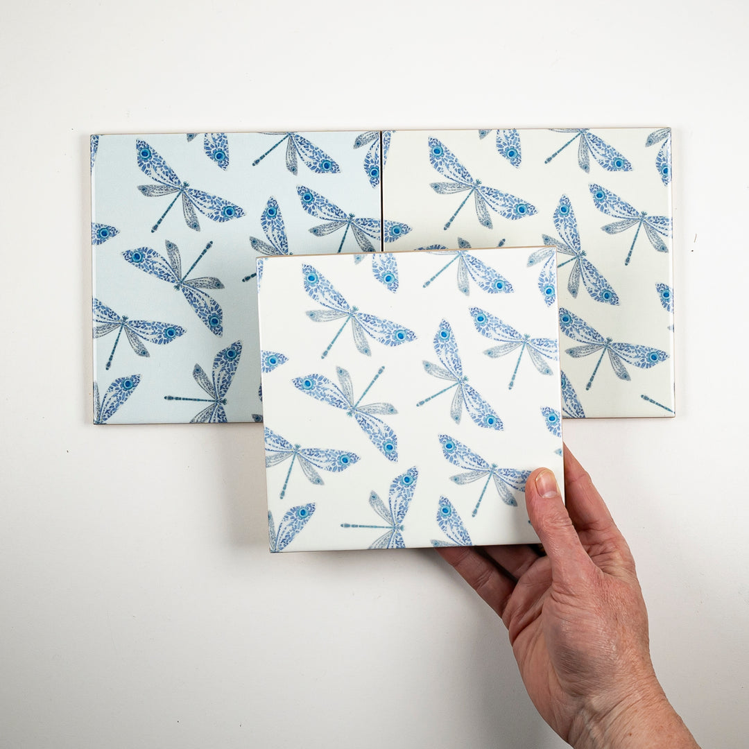 SALE - 3 x 15.2cm Mayfly tiles - prototypes / experiments