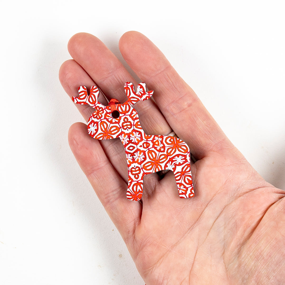 SALE Set of Red Christmas Reindeer Decorations