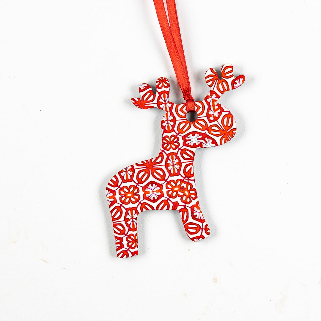 SALE Set of Red Christmas Reindeer Decorations