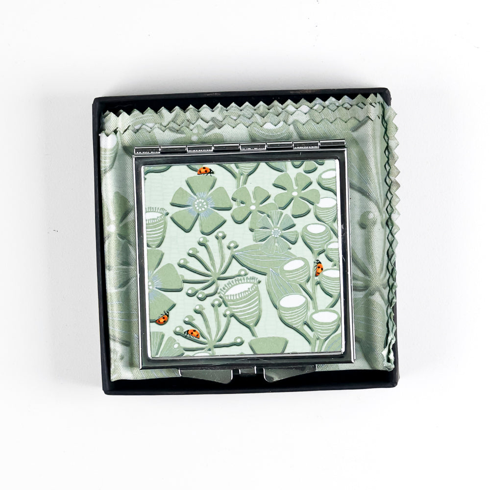 SALE- Seedheads and Ladybird Square Compact Mirror
