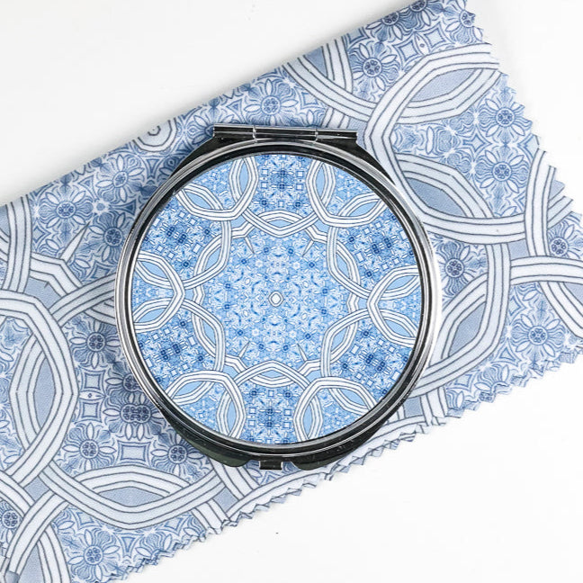 Valhalla - Blue/White Compact Folding Mirror