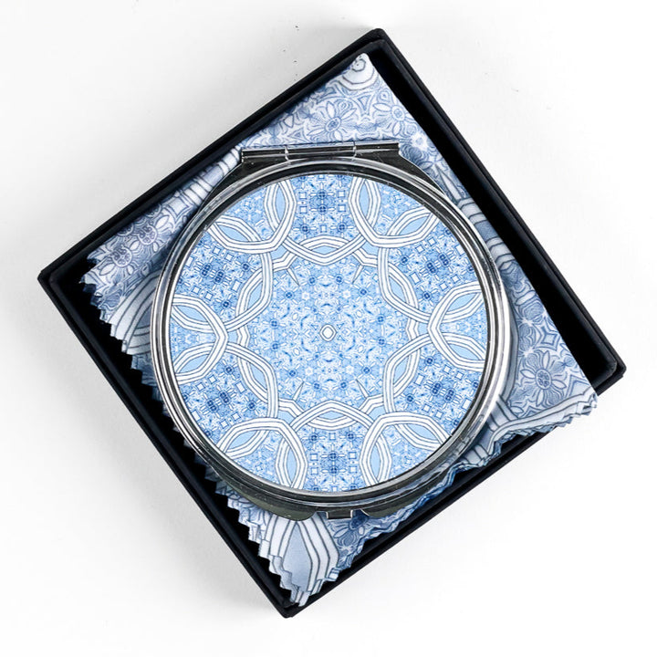 Valhalla - Blue/White Compact Folding Mirror