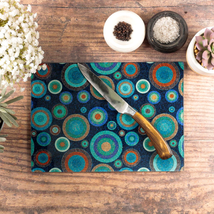 Starry Night Chopping Board - Denim Turquoise Orange