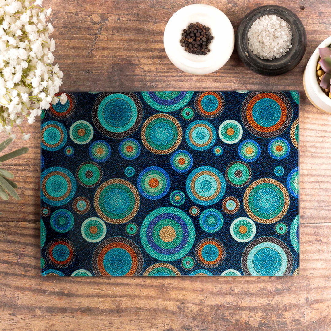 Starry Night Chopping Board - Denim Turquoise Orange