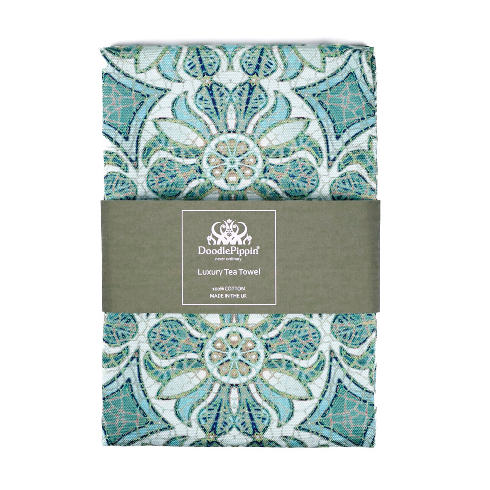 Pomegranate Tea Towel - Aqua