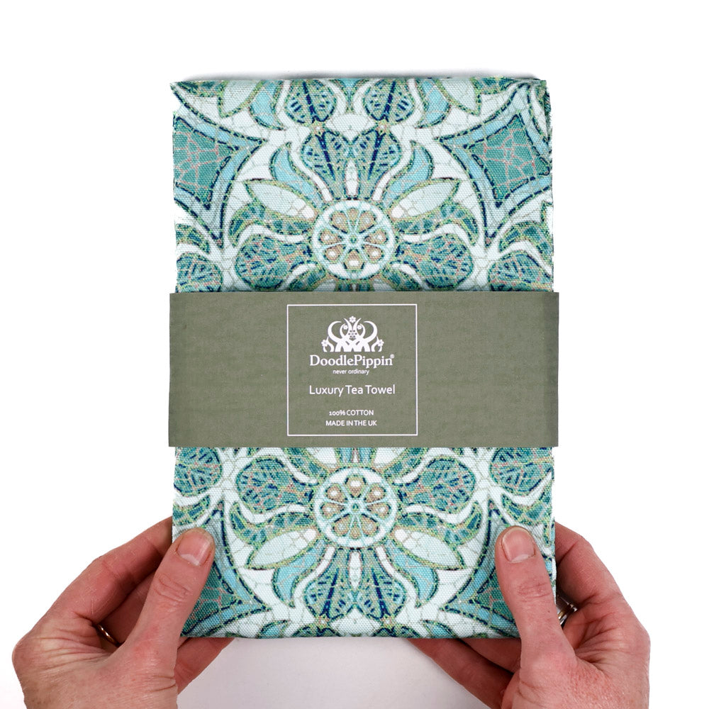 Pomegranate Tea Towel - Aqua