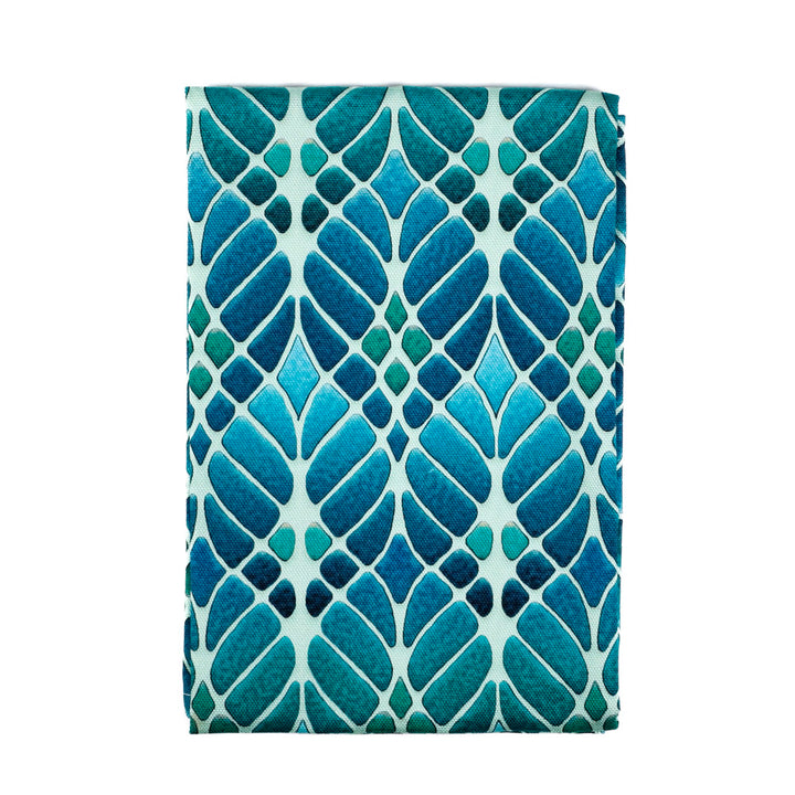 Interwoven Trees Tea Towel - Blues &amp; Turquoises
