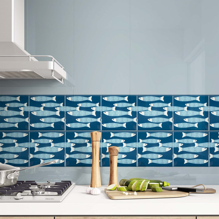 Ocean Shoal tile - Teal - Border Version