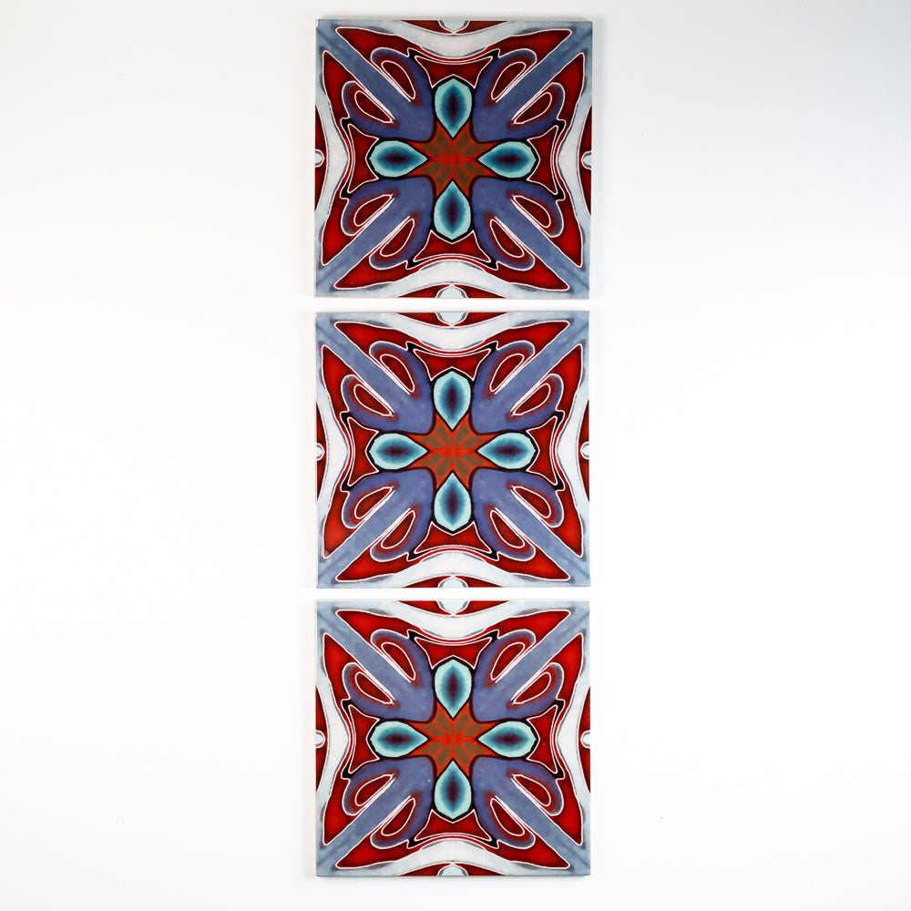 SALE SECONDS - SET OF 3x 15.2cm tiles - Victorian Red Twining