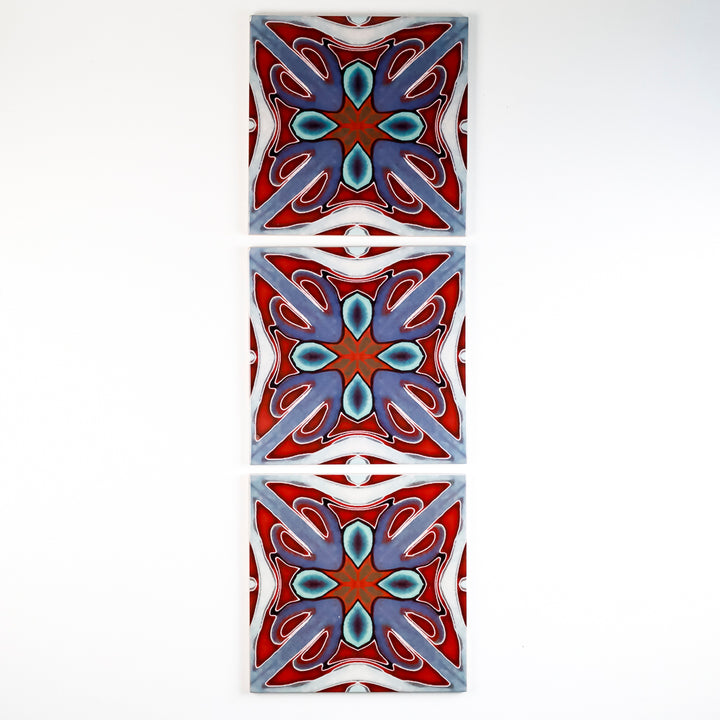 SALE SECONDS - SET OF 3x 15.2cm tiles - Victorian Red Twining